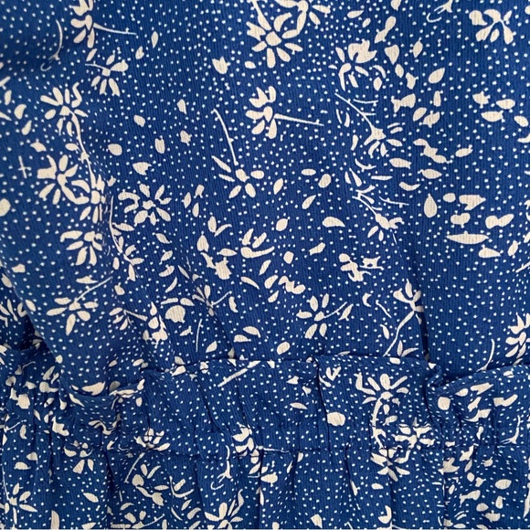 Anthropologie Pinch Floral Blue and White Sundress Tiered Skirt Bow Straps Small - Picture 4 of 6